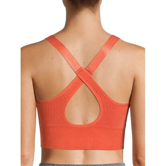 NWT Avia Crossback Sports Bra Med Support Gym Workout Yoga Neon Orange Small NEW - Picture 3 of 3